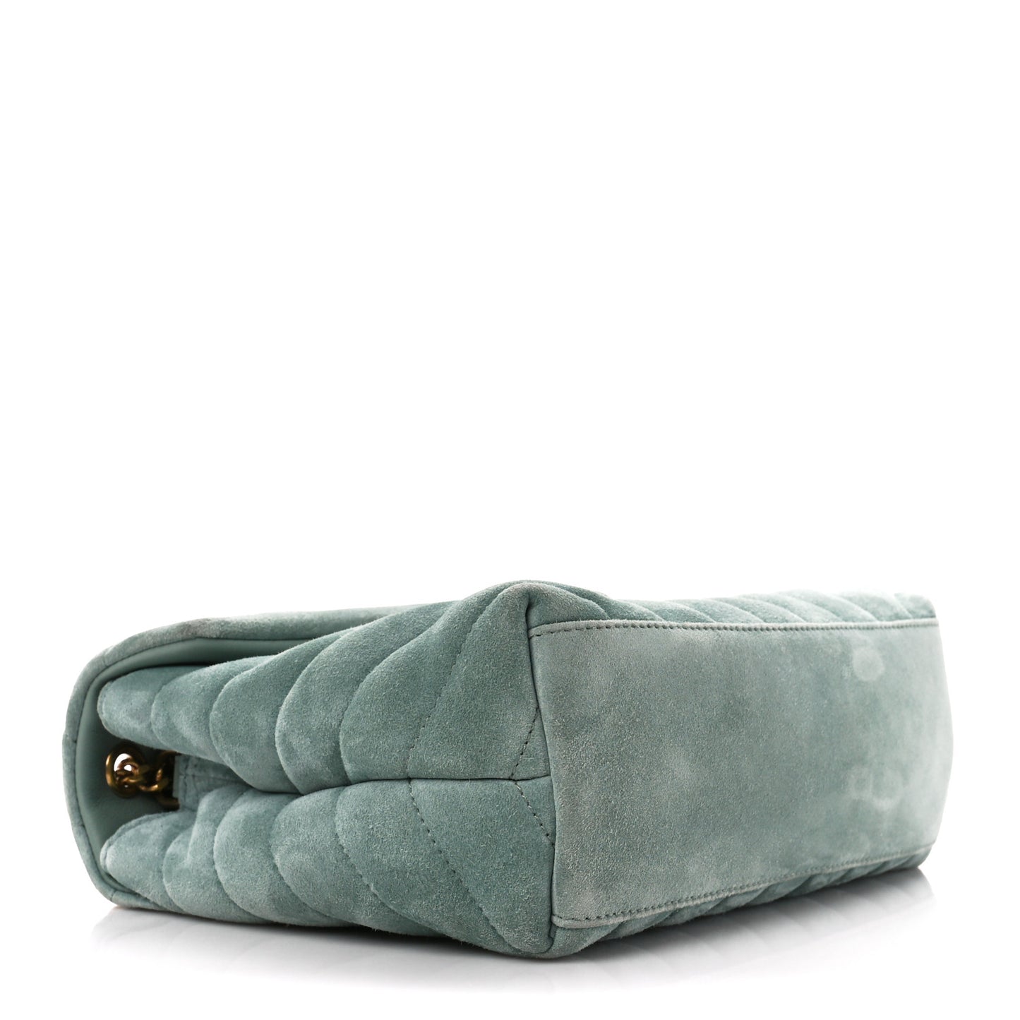 Suede Calfskin Y Quilted Monogram Small Loulou Chain Satchel Vert Opaline