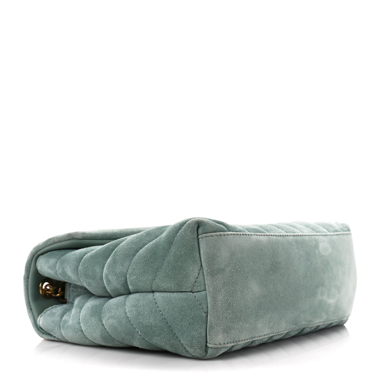 Saint Laurent Suede Calfskin Y Quilted Monogram Small Loulou Chain Satchel Vert Opaline 4 of 13