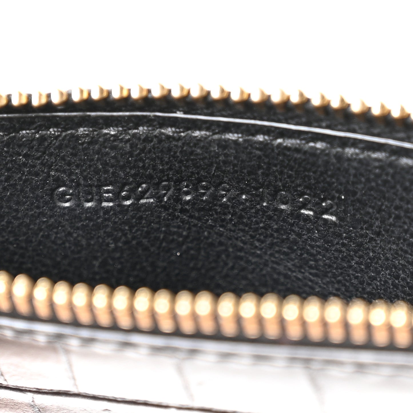 Calfskin Crocodile Embossed 5 Fragments Zip Pouch Card Holder Black