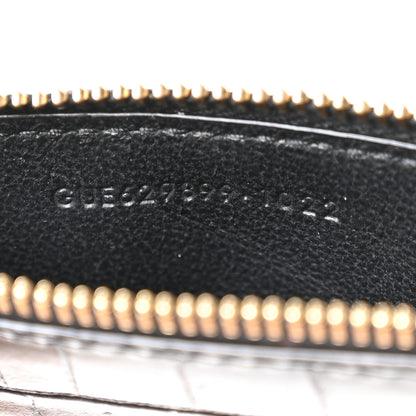 Saint Laurent Calfskin Crocodile Embossed 5 Fragments Zip Pouch Card Holder Black 7 of 7