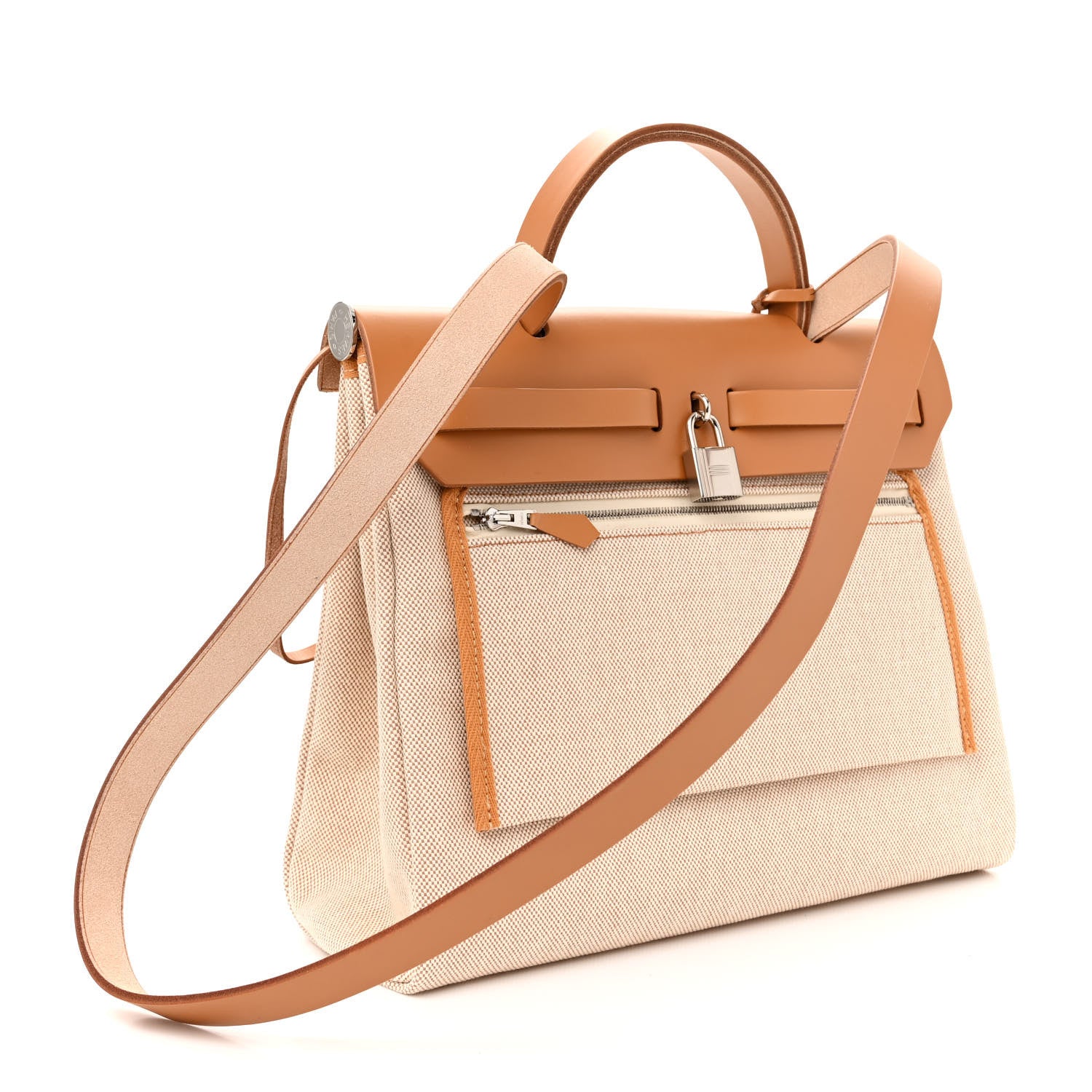 Hermes Vache Hunter Toile H Brides de Gala Herbag Zip Retourne 31 PM Natural 4 of 12