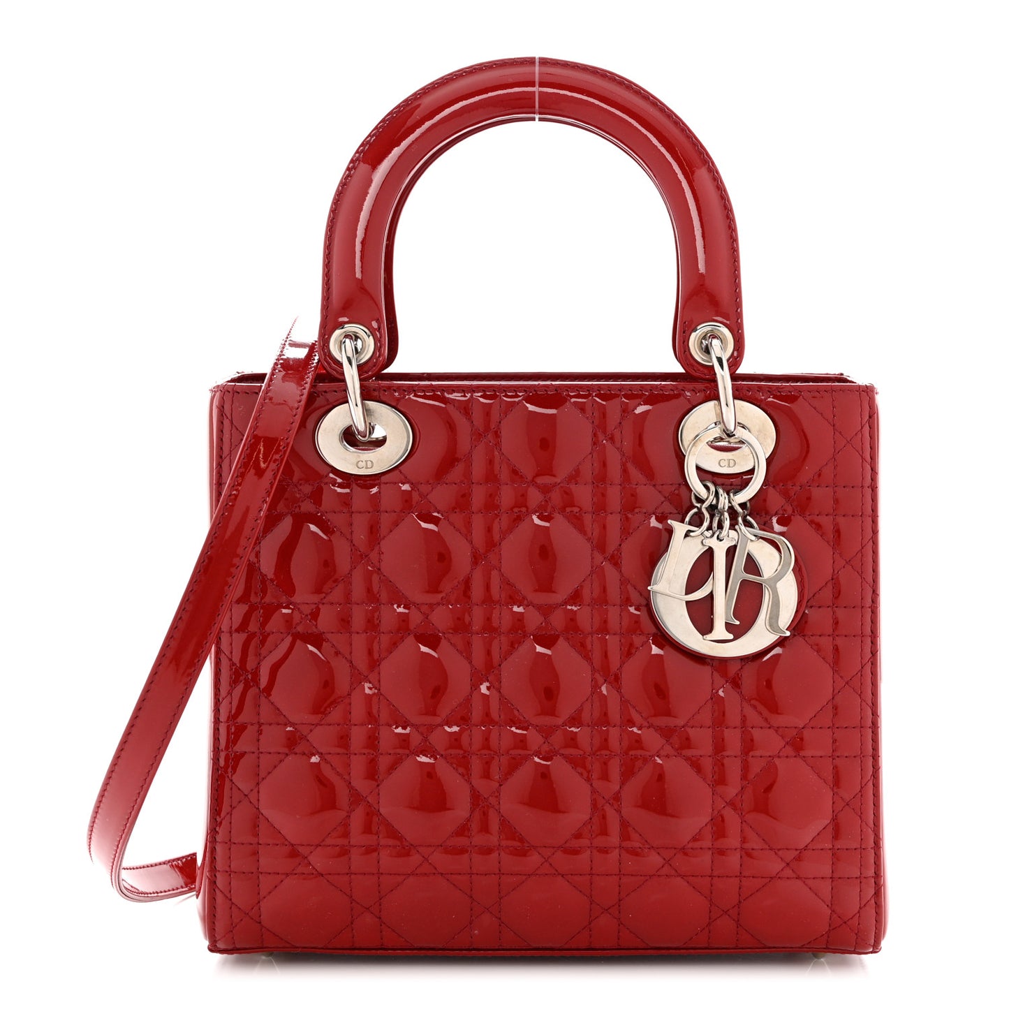 Patent Cannage Medium Lady Dior Red