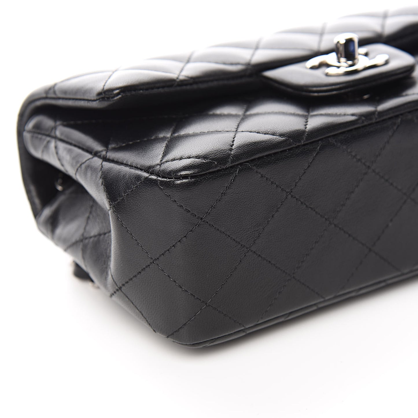 Lambskin Quilted Mini Rectangular Flap Black