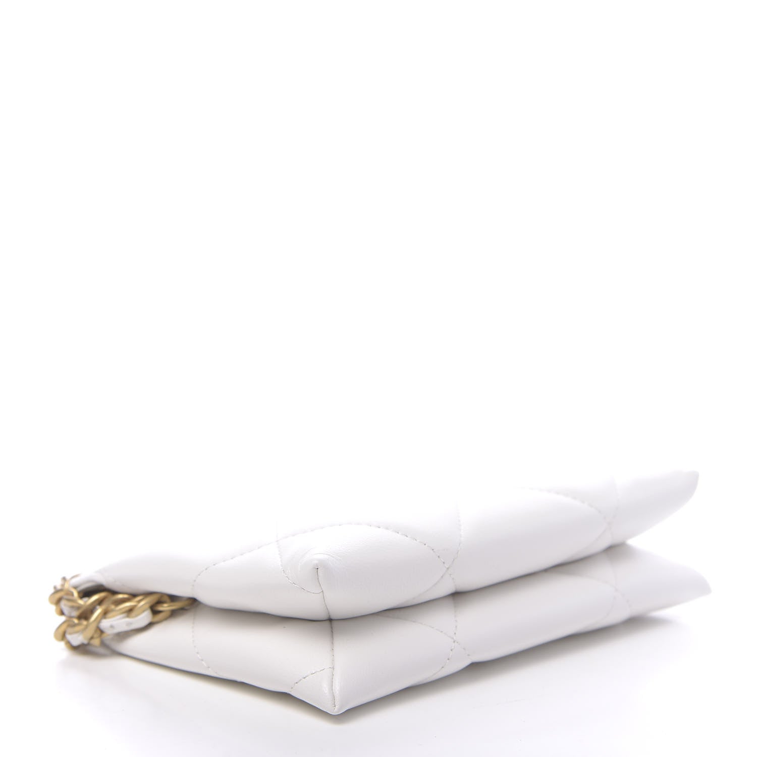 Chanel Shiny Goatskin Quilted 19 Small Pouch With Handle White 4 of 10