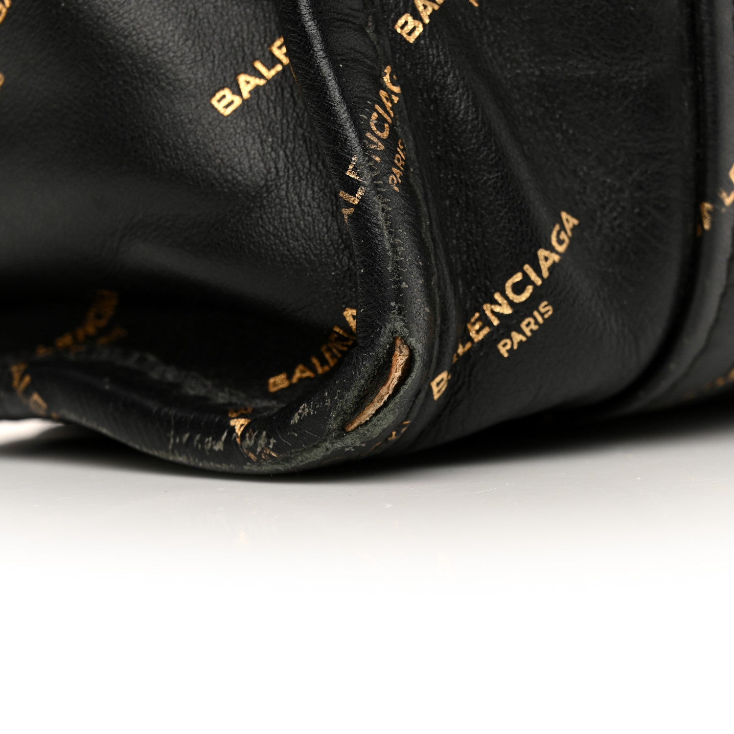 Balenciaga Calfskin Allover Logo XS Bazar Shopper Tote Black Gold 17 of 20