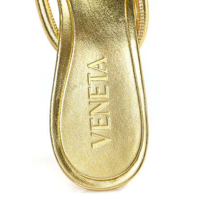Bottega Veneta Metallic Nappa Blink Knot Mule Sandals 37.5 Gold 8 of 10