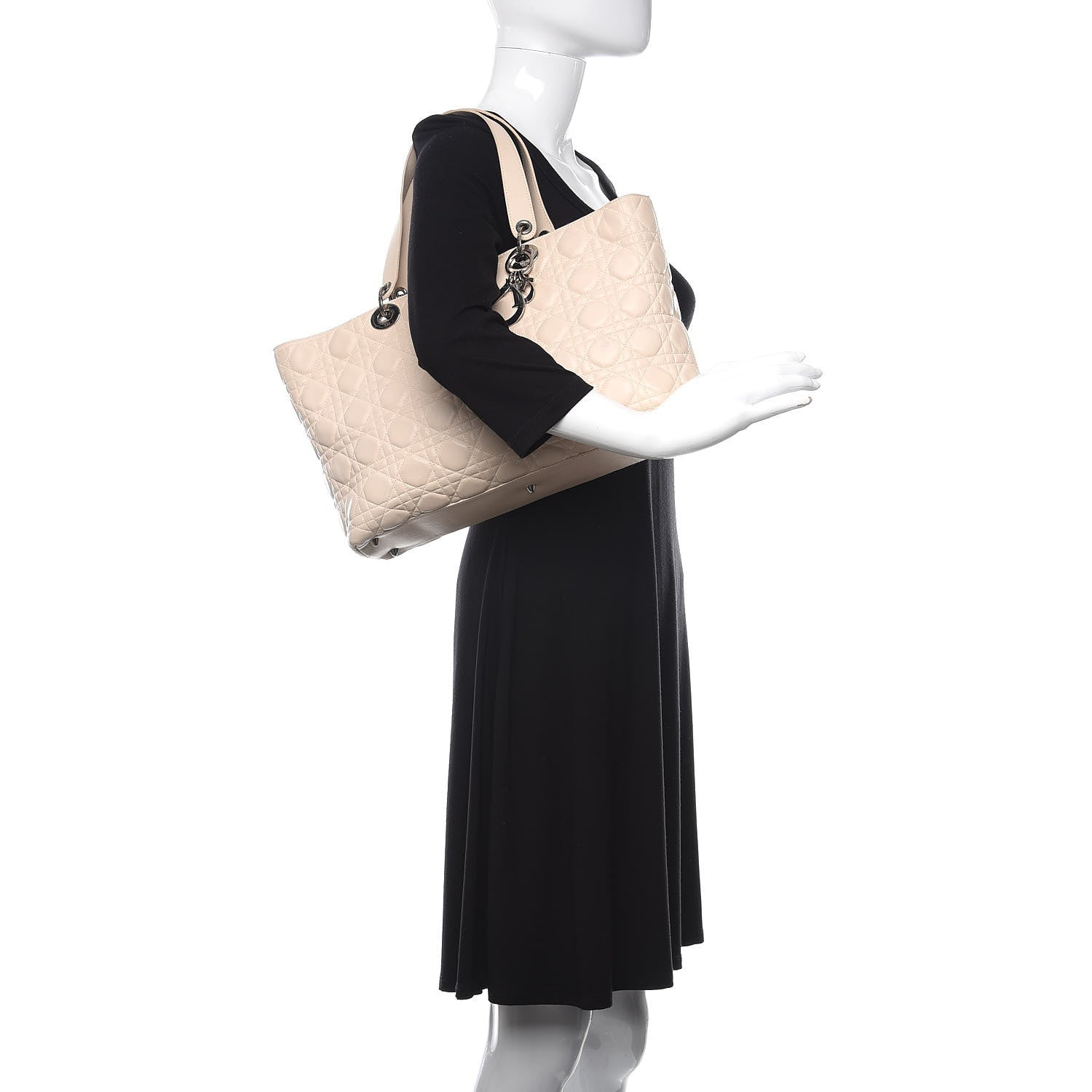 Christian Dior Lambskin Cannage Large Lady Dior Shopper Tote White 2 of 13