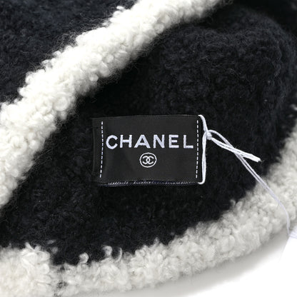 Chanel Cashmere Silk CC Beanie Hat Black White 5 of 6