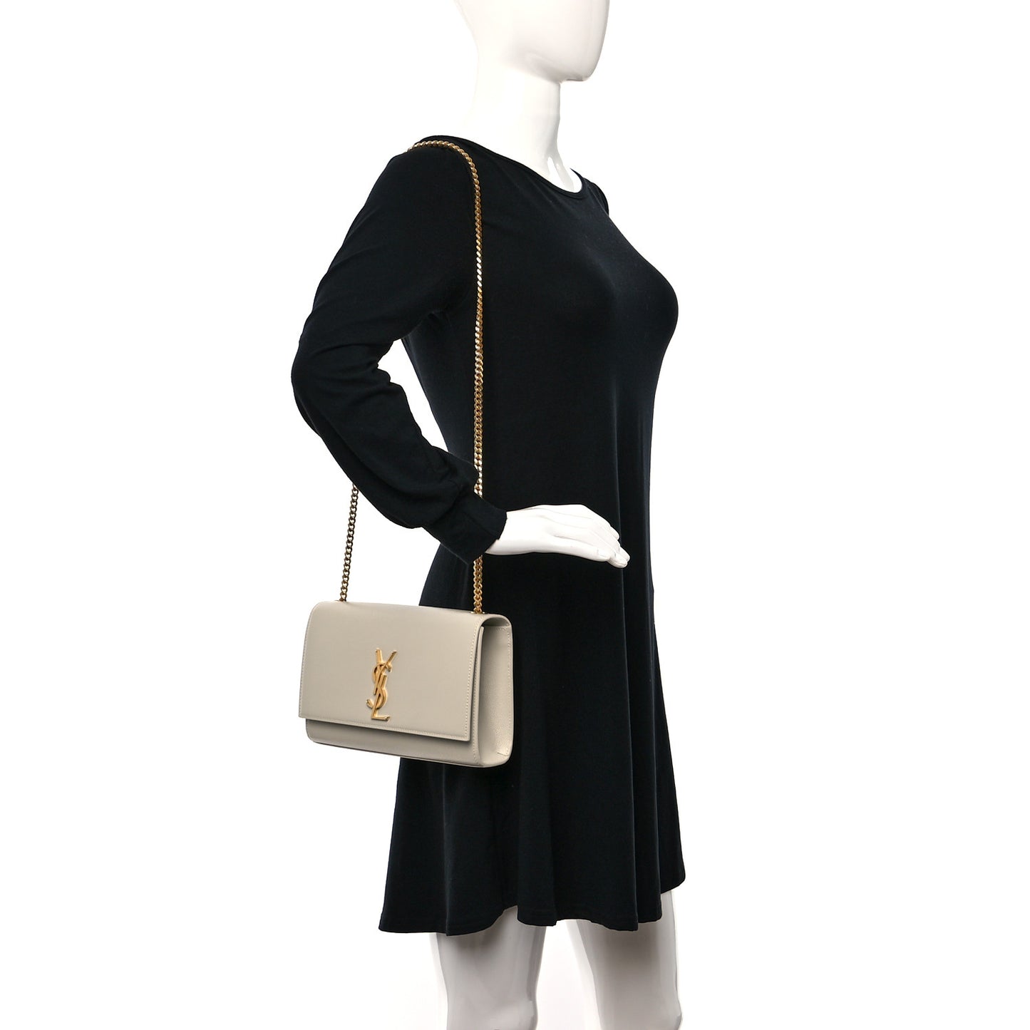 Grain De Poudre Medium Monogram Kate Satchel Crema Soft