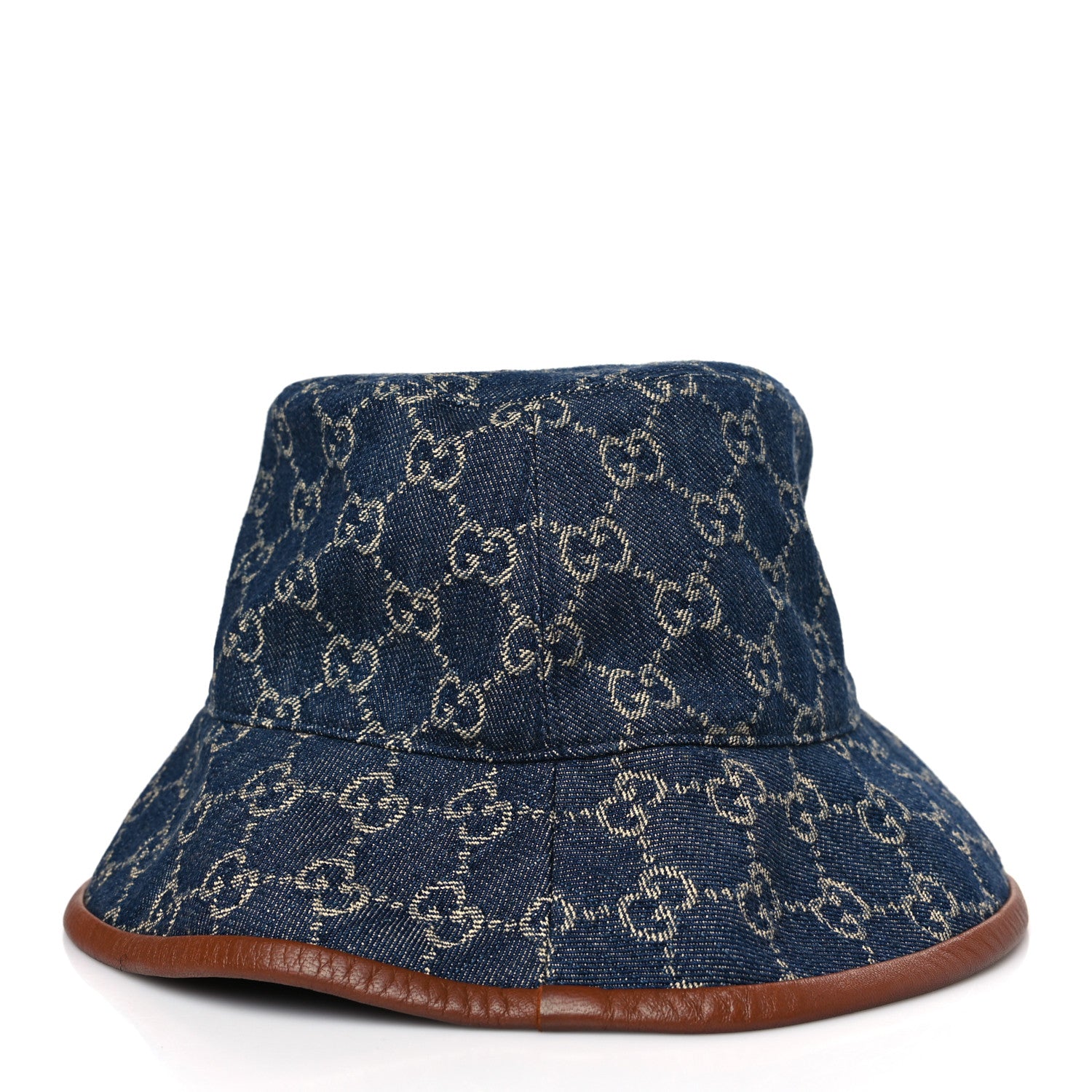 Gucci Washed Jacquard Denim Nappa GG Monogram Oscar Bucket Hat L Denim Cuir 2 of 7