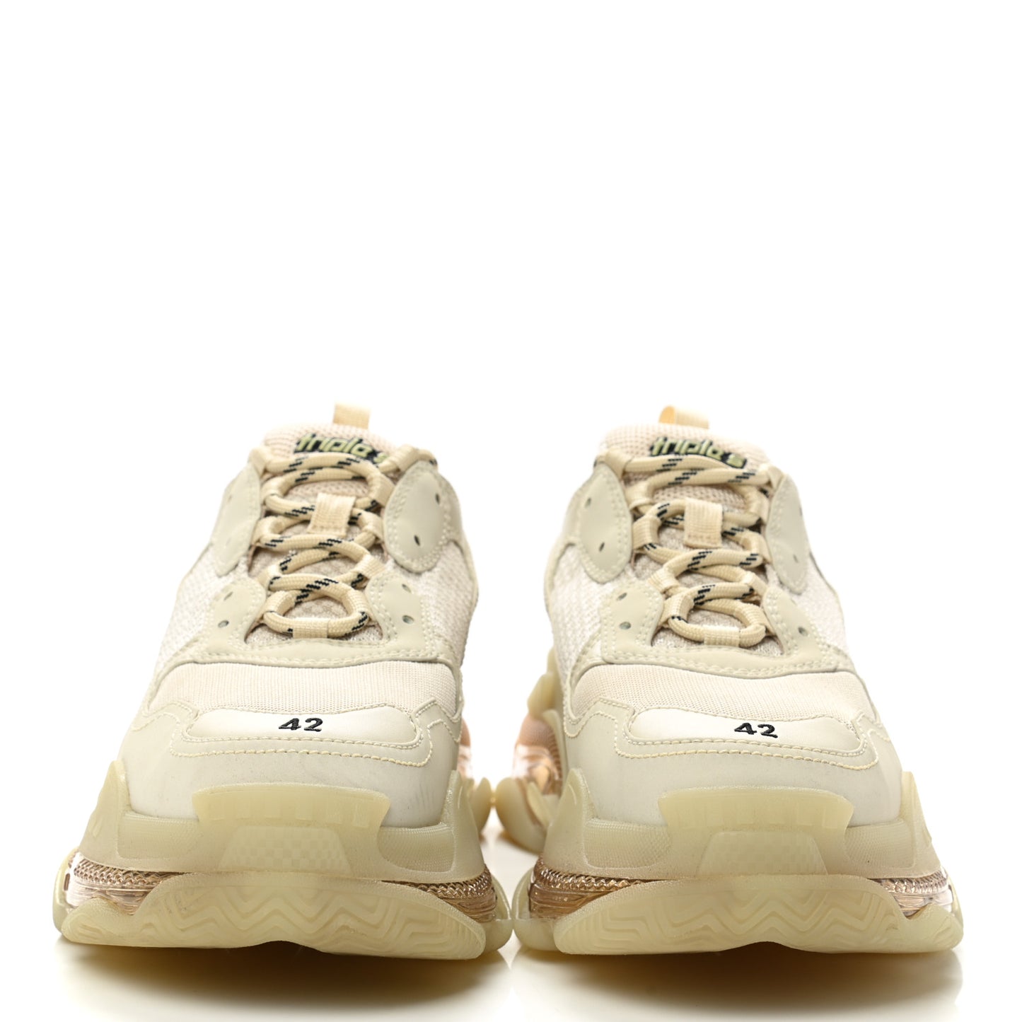 Fabric Mesh Clear Sole Mens Triple S Sneakers 42 Beige