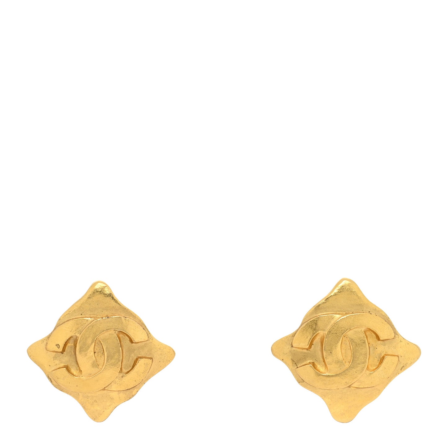 CC Diamond Shaped Clip On Earrings Gold