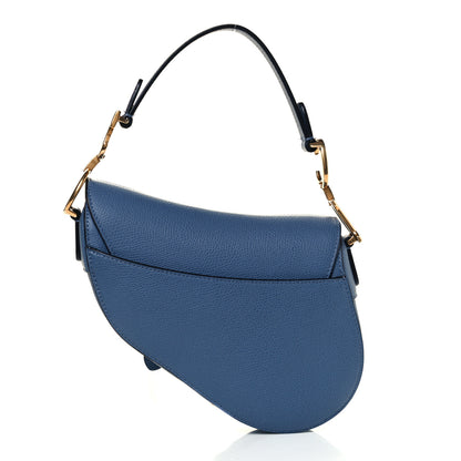 Christian Dior Grained Calfskin Mini Saddle Bag Denim Blue 2 of 10