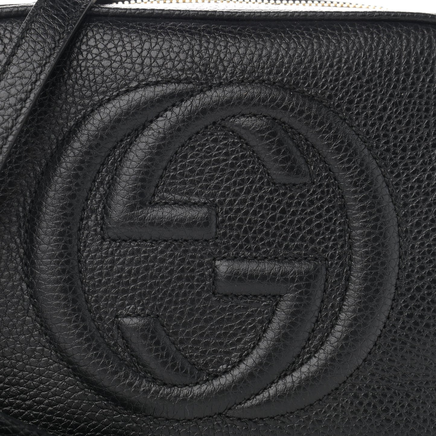 Pebbled Calfskin Small Soho Disco Bag Black