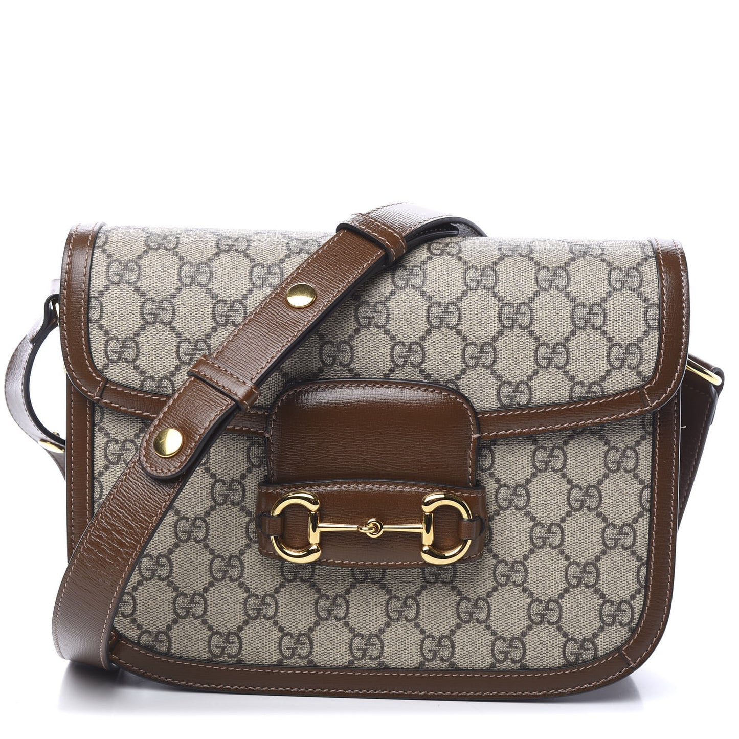 GG Supreme Monogram Horsebit 1955 Shoulder Bag Beige Brown Sugar