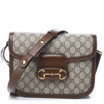 Gucci GG Supreme Monogram Horsebit 1955 Shoulder Bag Beige Brown Sugar 1 of 9