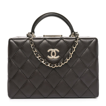Chanel Lambskin Quilted Small Top Handle Box Bag Dark Brown 1 of 12