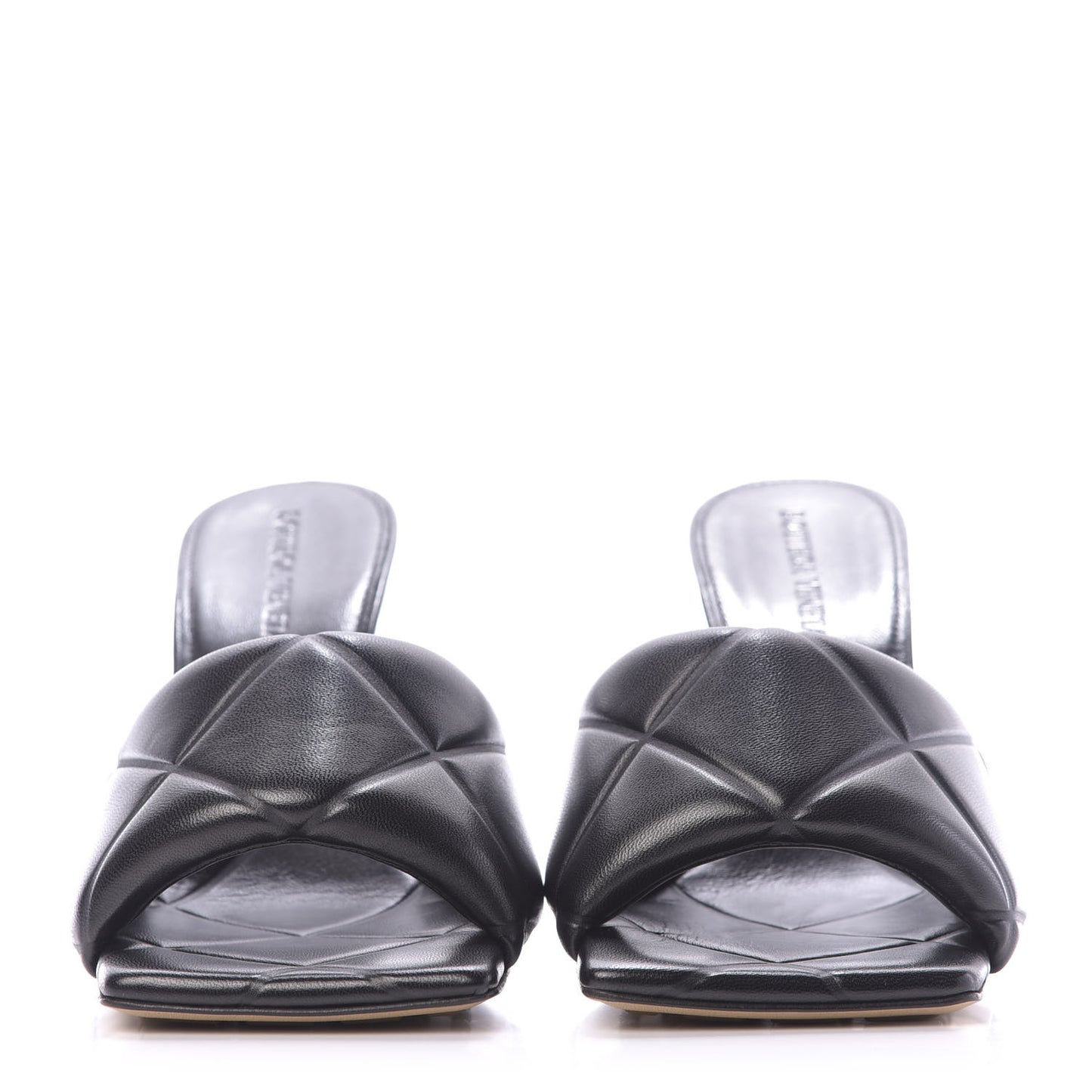 Nappa Quilted Rubber Lido Mule Sandals 38 Black