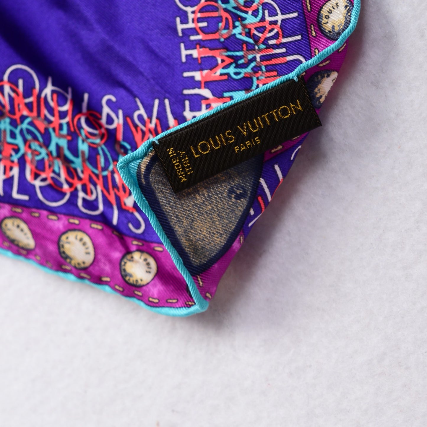 Silk Monogram Map Square Scarf Cassis