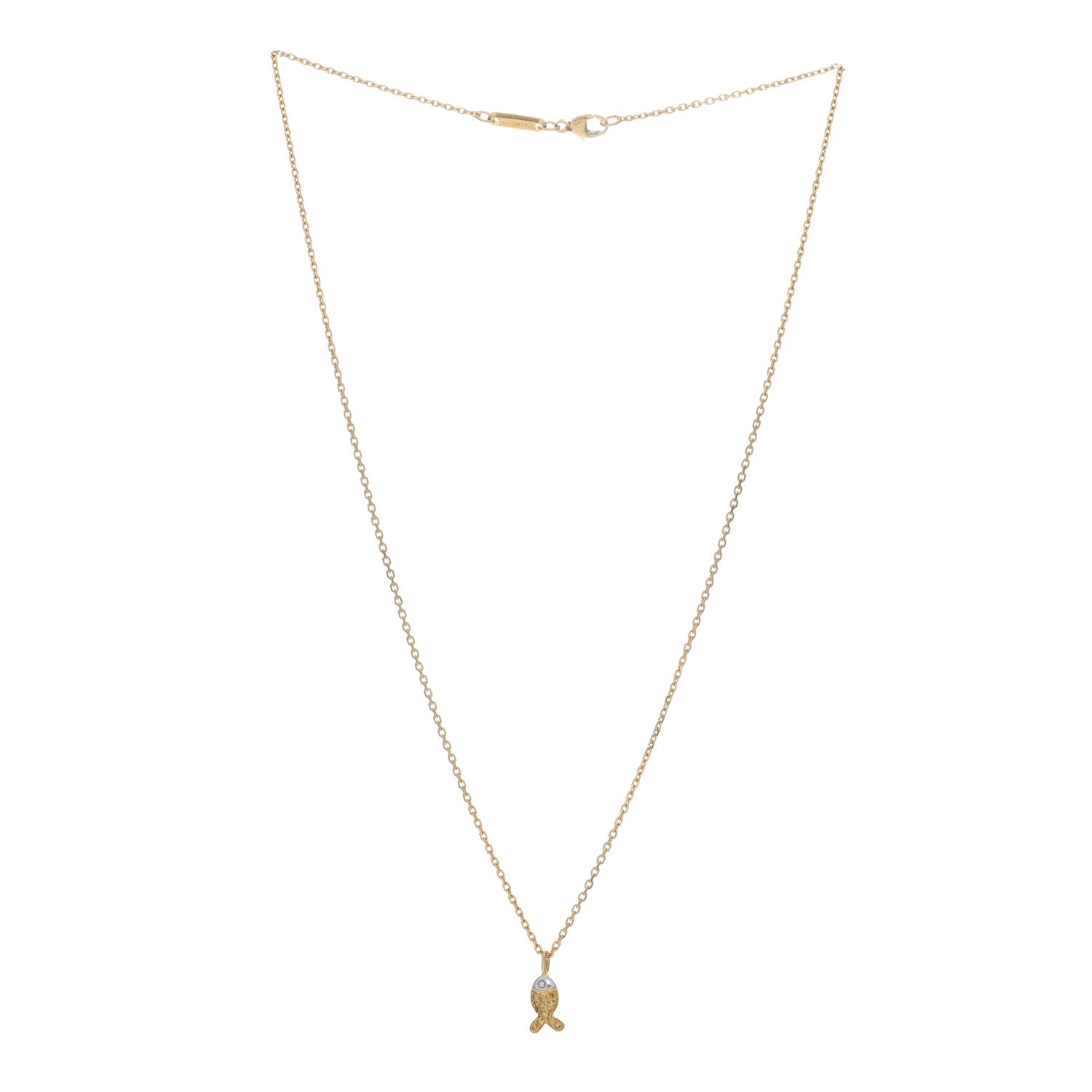 Chopard 18K Yellow White Gold Yellow Diamond Happy Fish Pendant Necklace 2 of 4