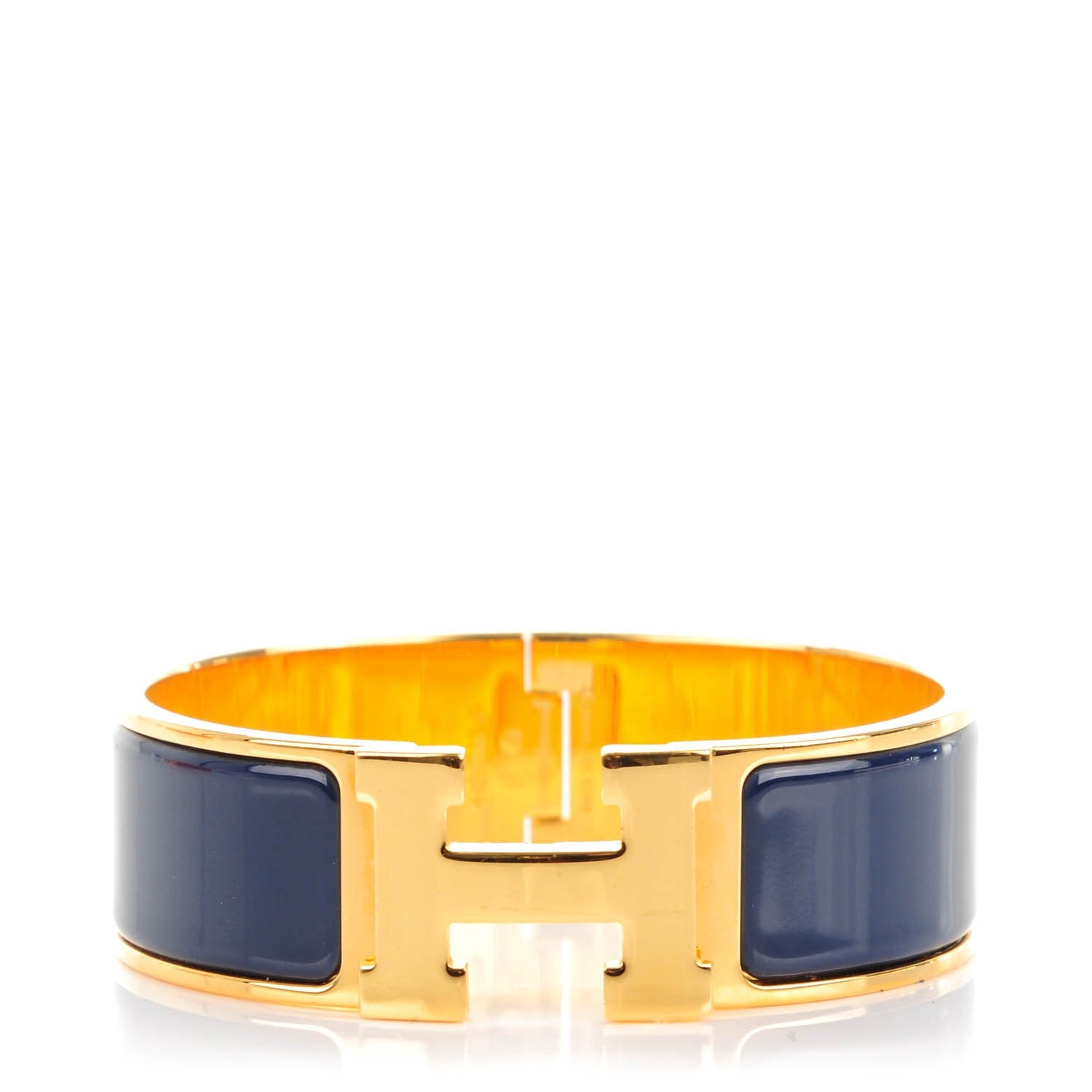 Hermes Enamel Wide Clic Clac H Bracelet GM Indigo 1 of 5