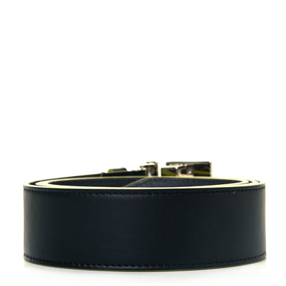 Fendi Vitello Century Elite Enamel FF Buckle Belt 105 42 Black Giallo Fluo 2 of 5