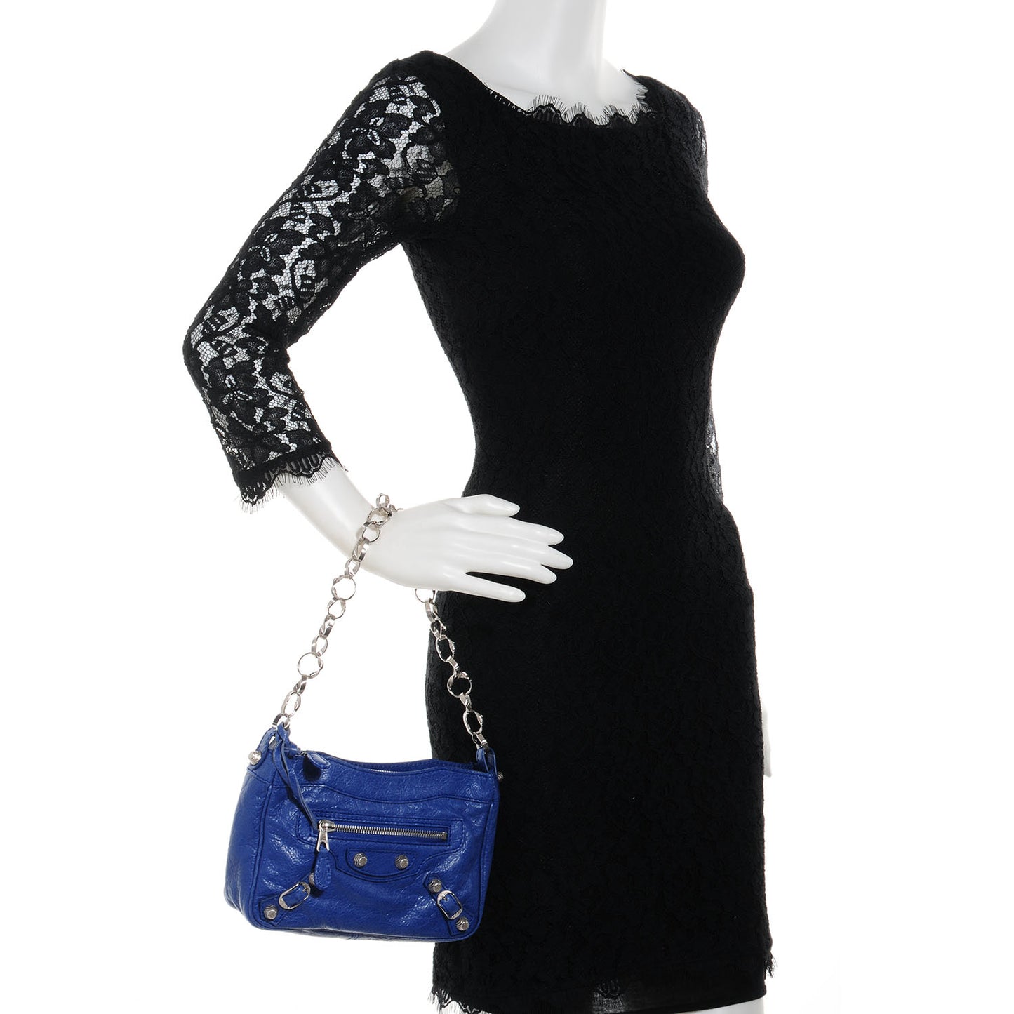 Agneau Giant 12 Silver Hardware Shoulder Bag Bleu Cobalt