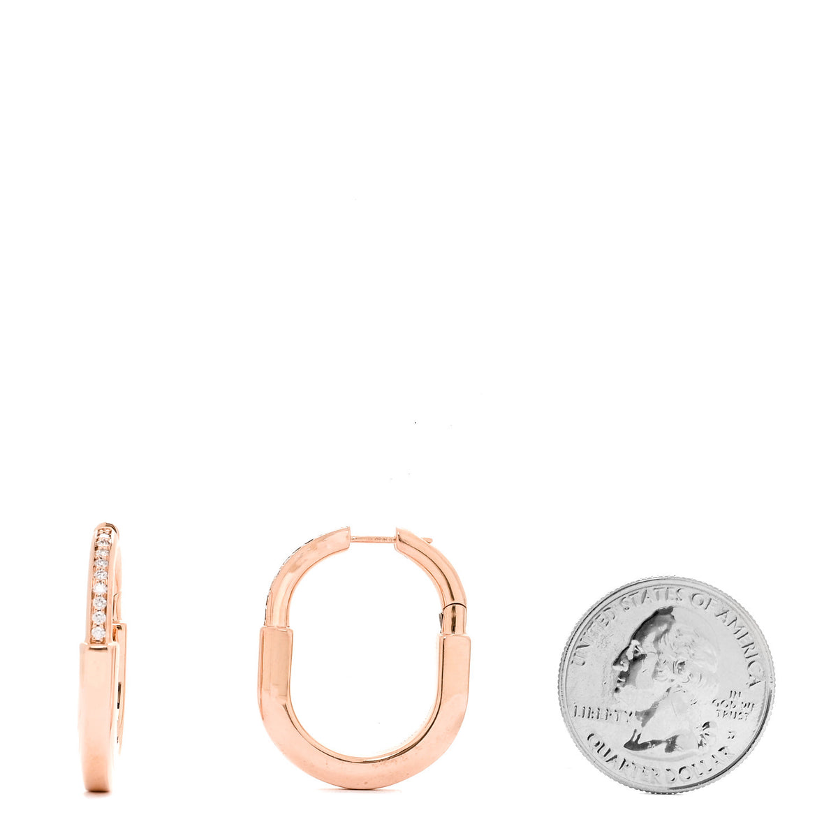 Tiffany 18K Rose Gold Diamond Medium Lock Earrings 2 of 4