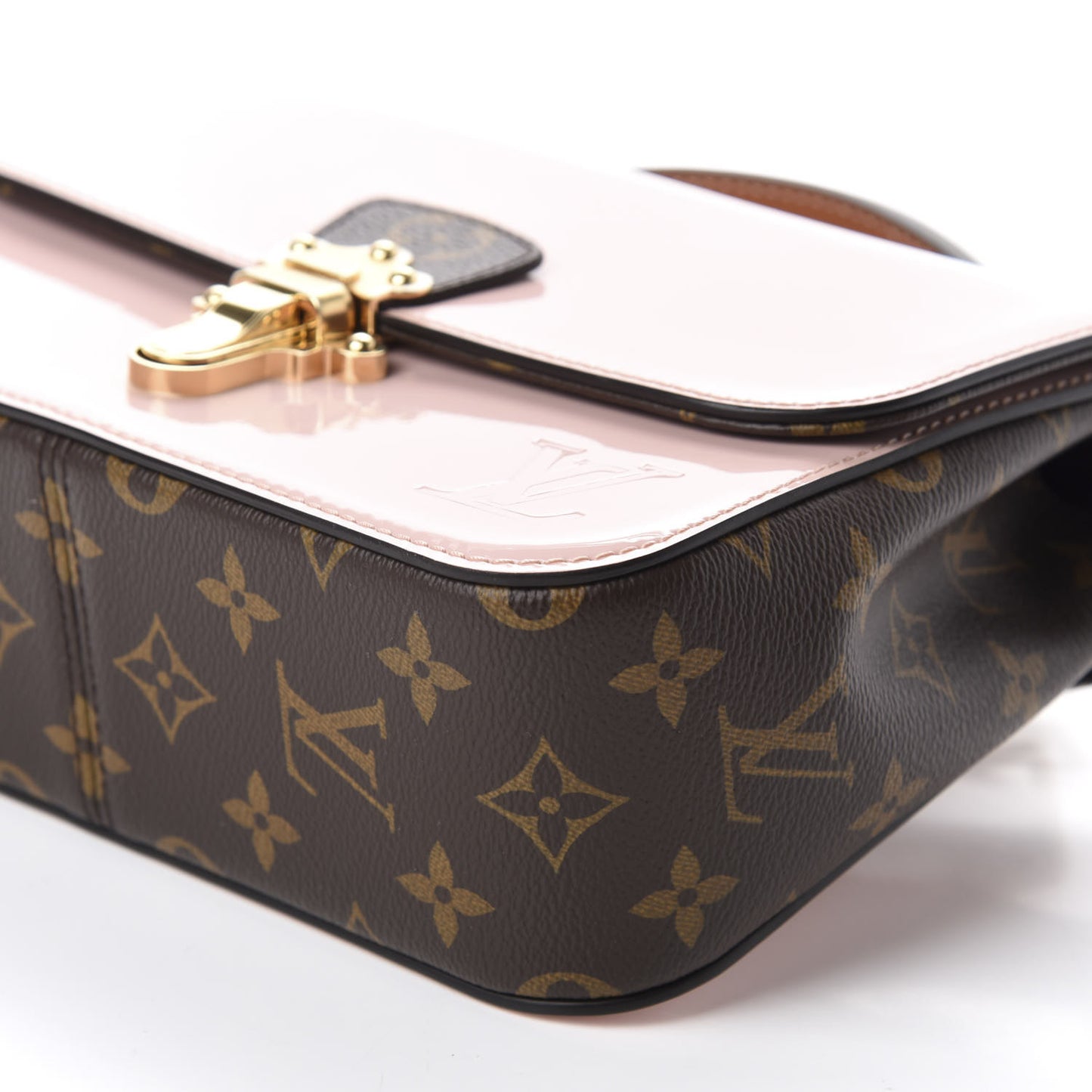 Patent Calfskin Monogram Cherrywood BB Rose Ballerine