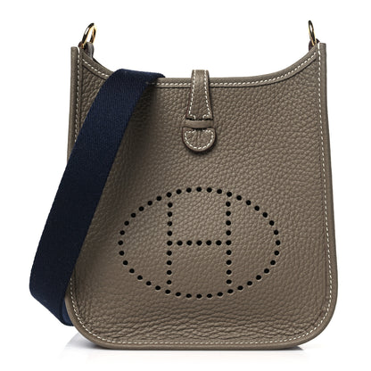 Hermes Taurillon Clemence Amazone Evelyne TPM Etoupe Bleu Indigo 1 of 11