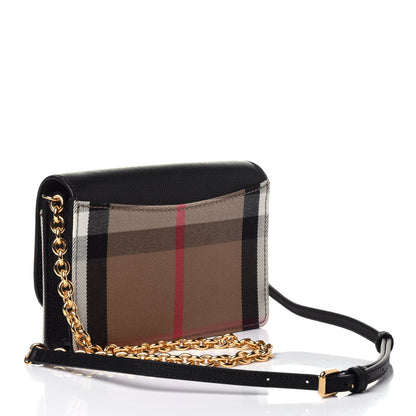 Burberry Derby Calfskin House Check Wallet On Chain Black 3 of 11