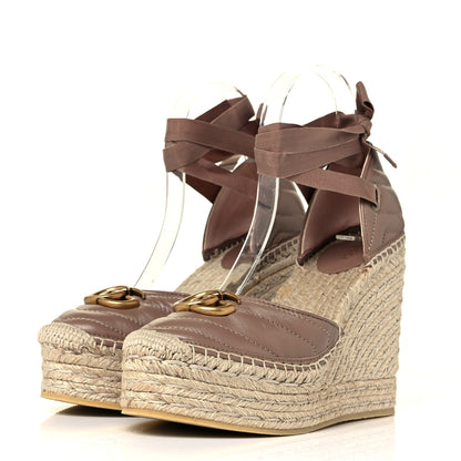 Gucci Nappa Matelasse GG Marmont Ankle Wrap Platform 35/120mm Espadrille Wedges 38 Porcelain Rose 3 of 10