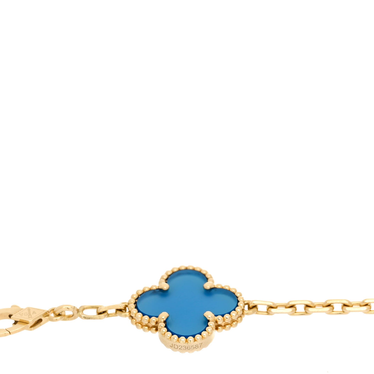 Van Cleef & Arpels 18K Yellow Gold Blue Agate 5 Motifs Vintage Alhambra Bracelet 4 of 5