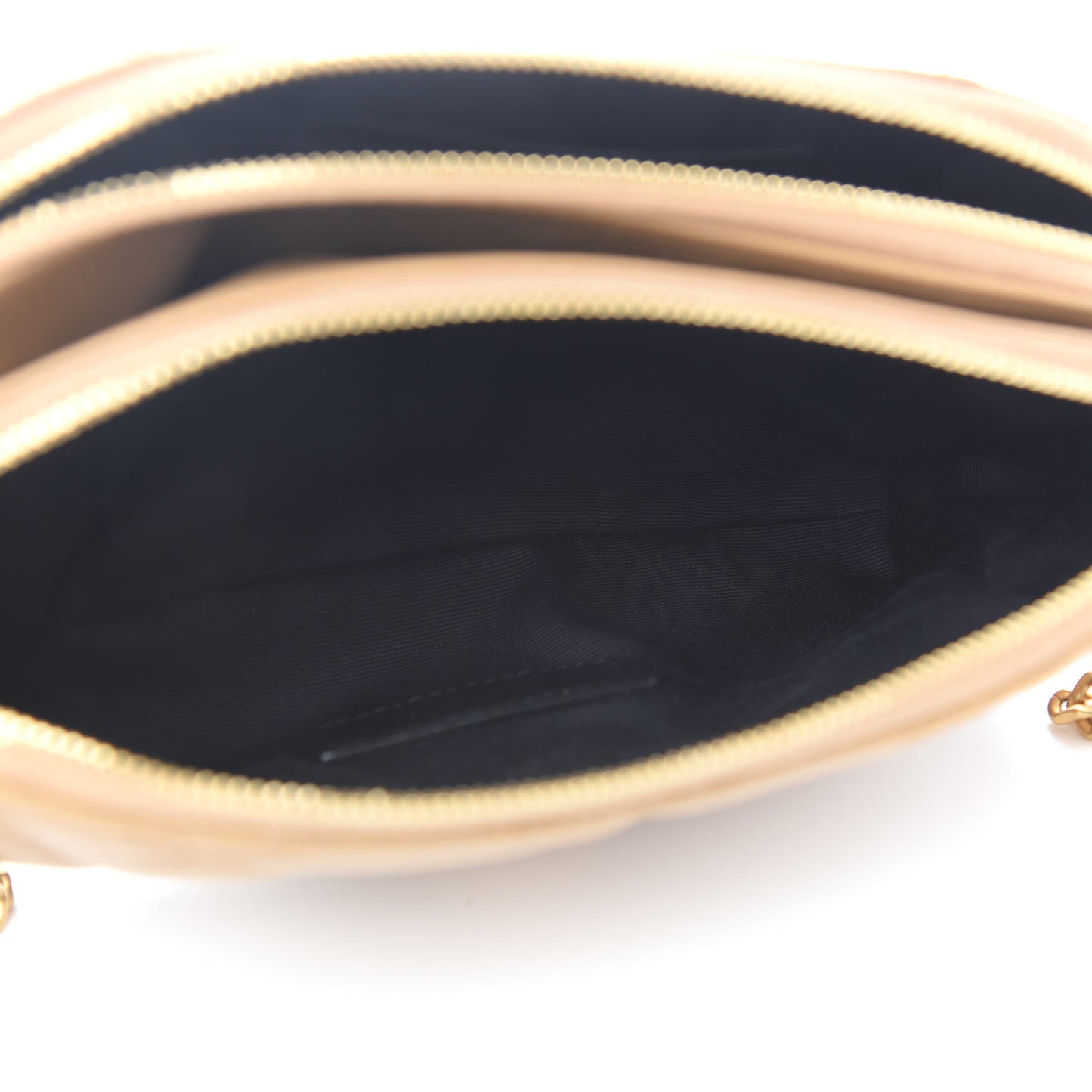 Grained Lambskin Quilted Mini Becky Double Zip Bag Dark Beige