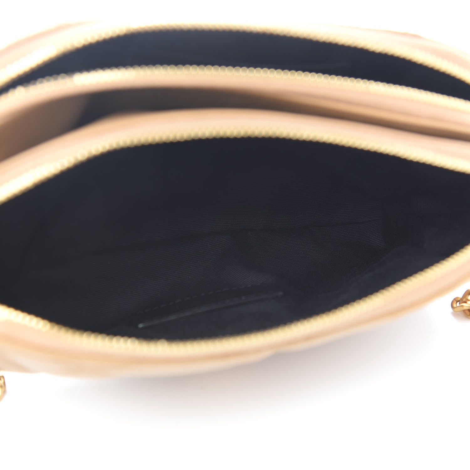 Saint Laurent Grained Lambskin Quilted Mini Becky Double Zip Bag Dark Beige 5 of 9