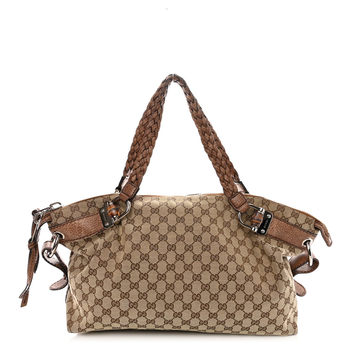 Monogram Large Bamboo Bar Tassel Shoulder Bag Brown