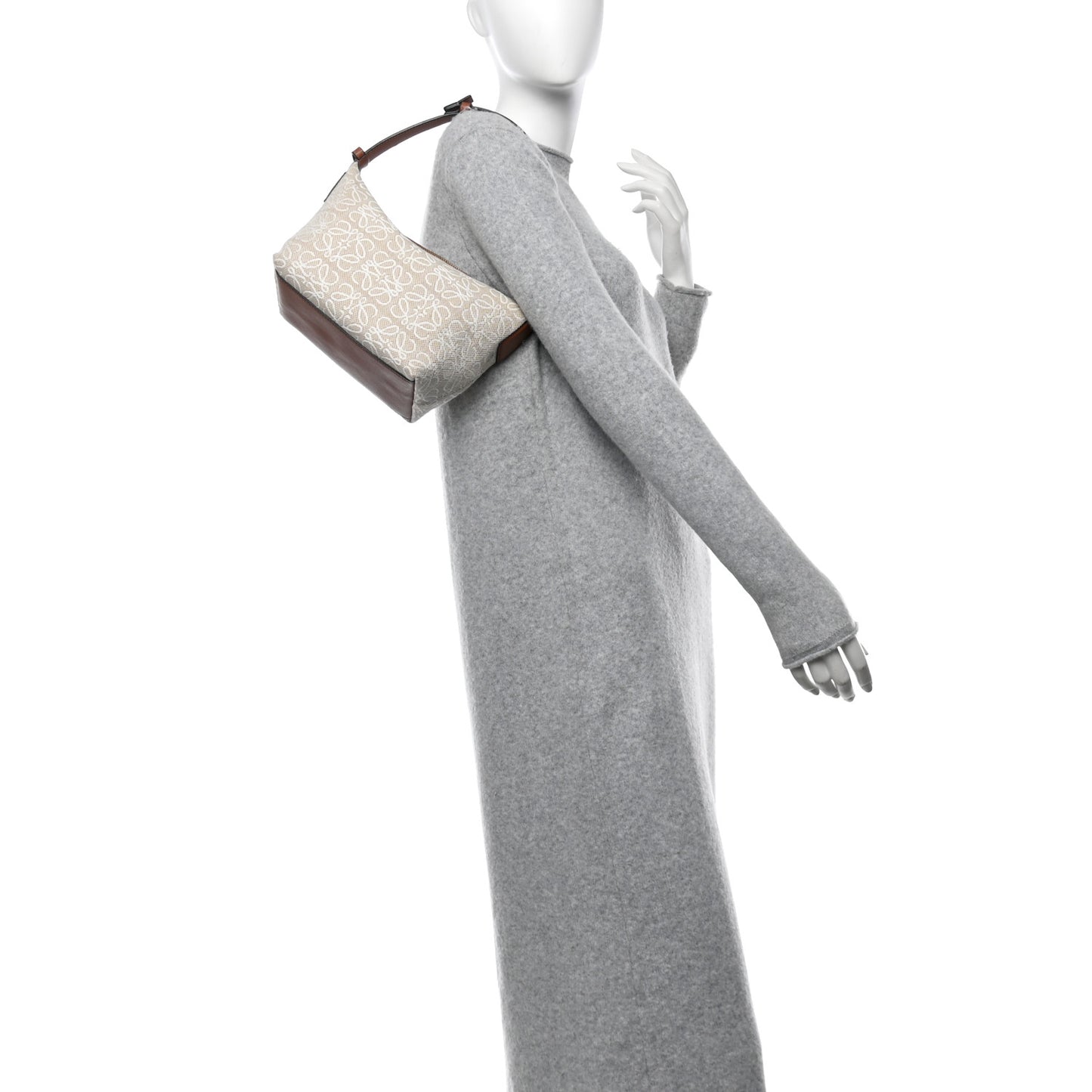 Jacquard Anagram Calfskin Small Cubi Bag  Ecru Tan