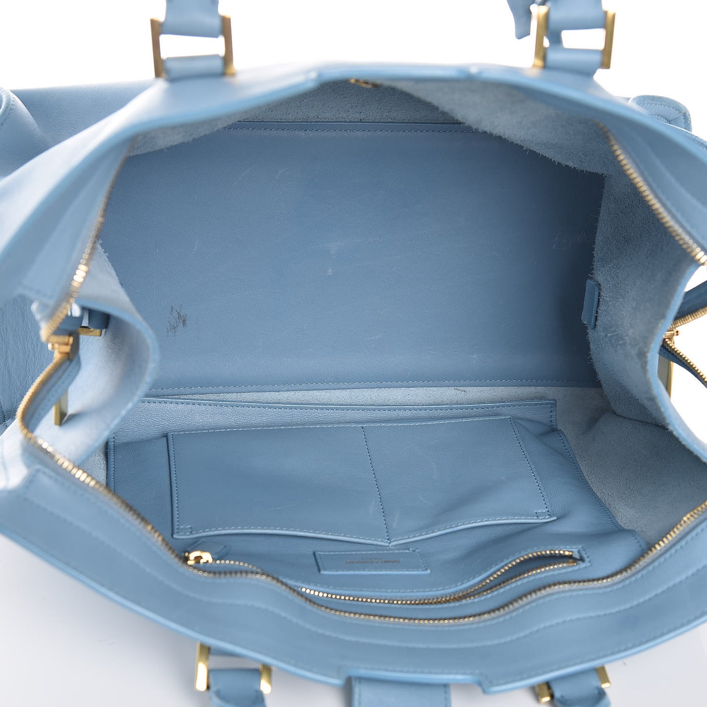Calfskin Medium Classic Y Cabas Blue Glacier