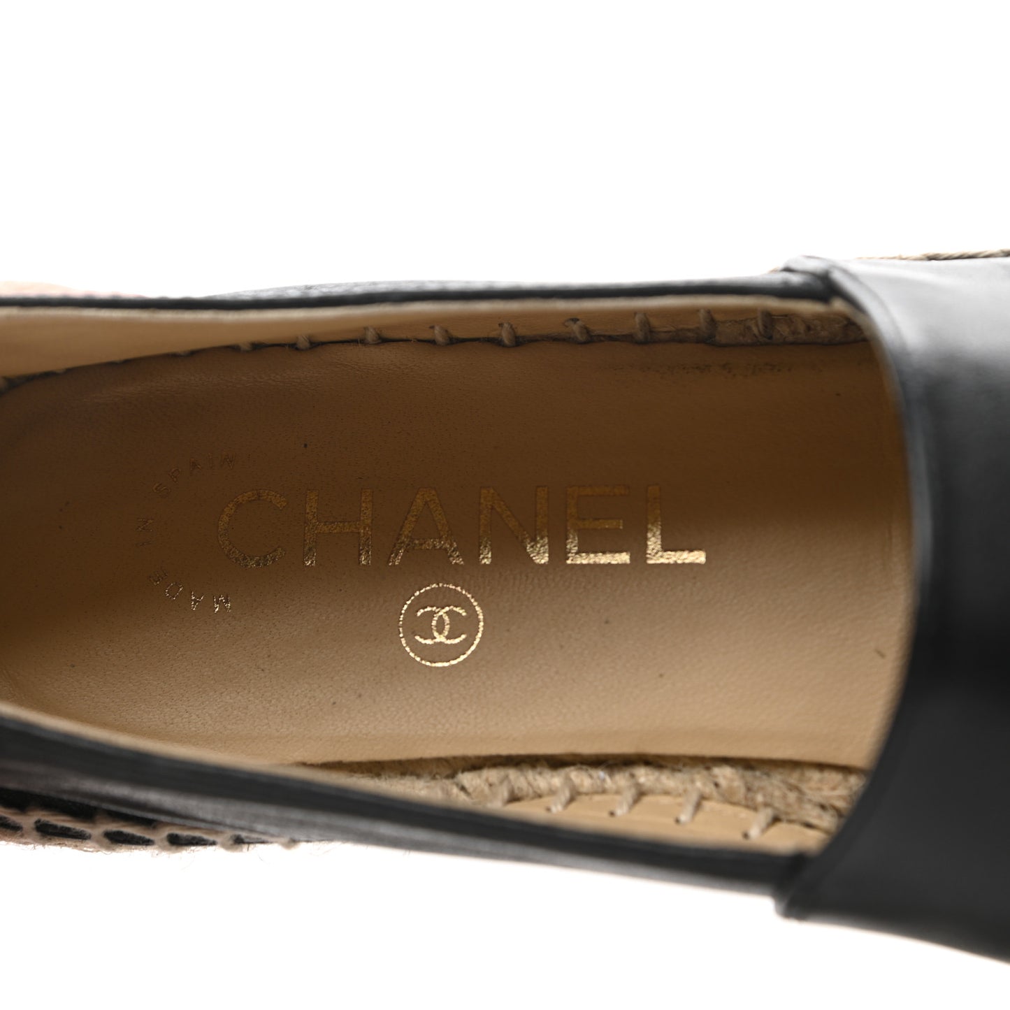 Calfskin Chain CC Espadrilles 38 Black