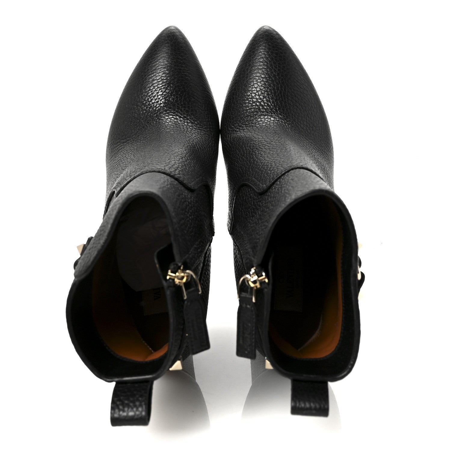Valentino Garavani Pebbled Calfskin Rockstud Single Buckle 90mm Block Heel Ankle Boots 38 Black 2 of 10