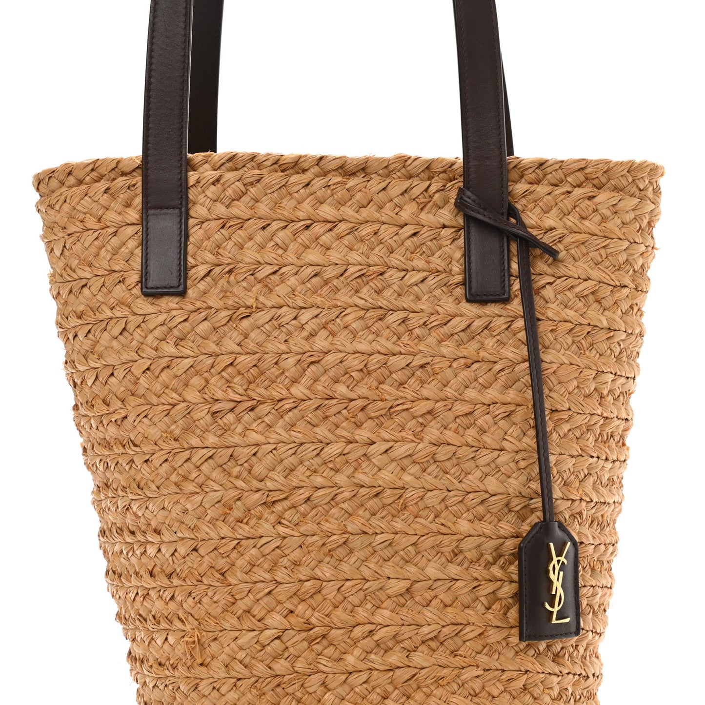 Raffia Calfskin Small Panier Tote Naturale Nut