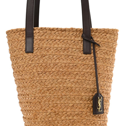 Saint Laurent Raffia Calfskin Small Panier Tote Naturale Nut 8 of 11