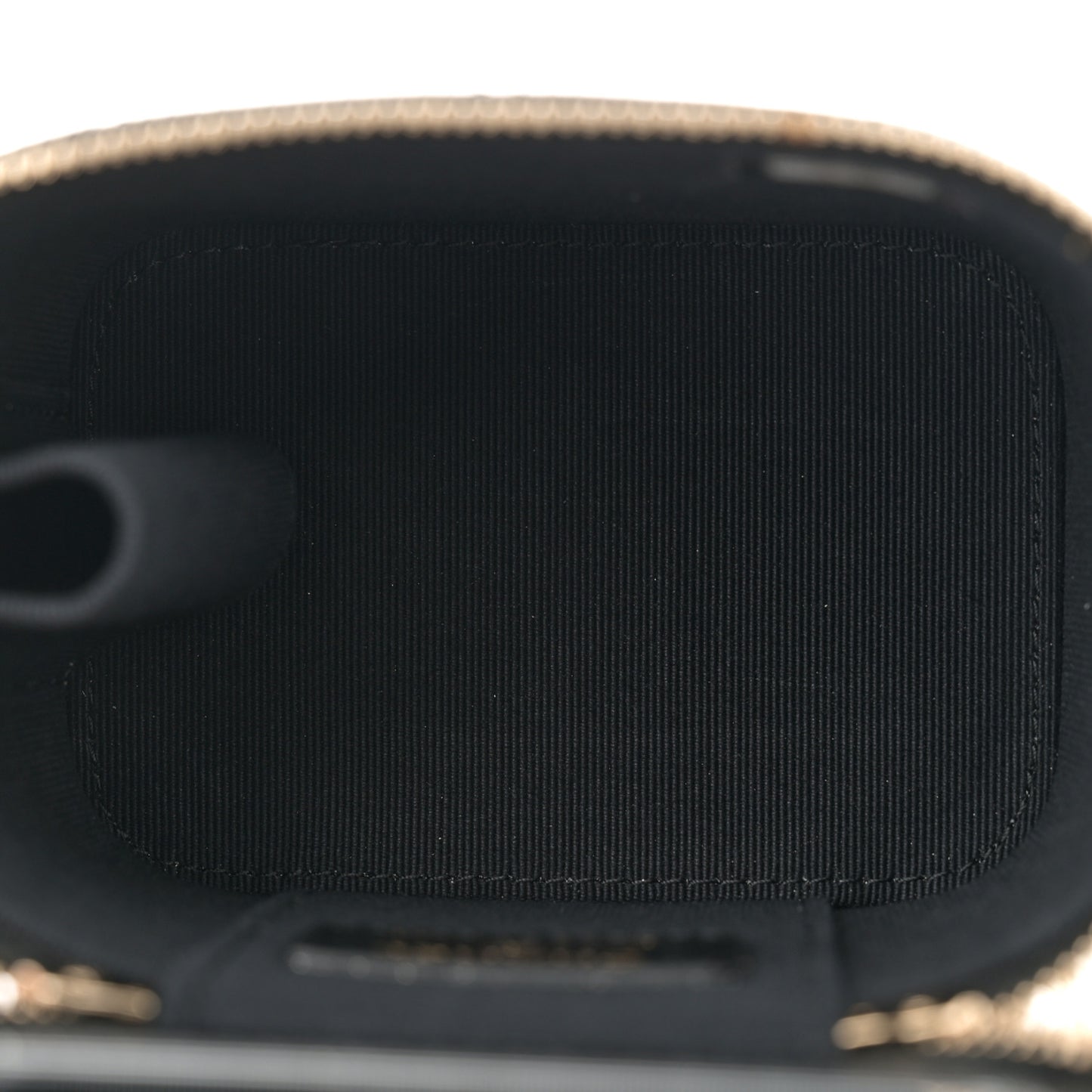 Lambskin Quilted Mini Vanity Case With Pearl Chain Black