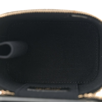 Chanel Lambskin Quilted Mini Vanity Case With Pearl Chain Black 5 of 11