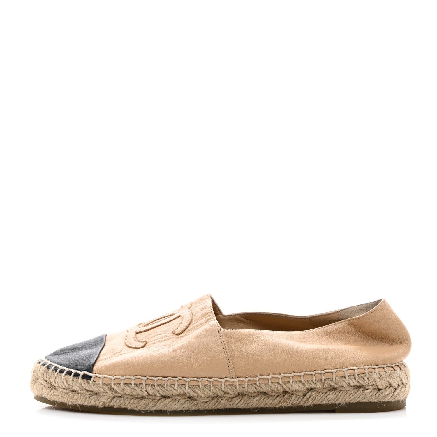 Chanel Lambskin CC Espadrilles 39 Beige Black 1 of 12
