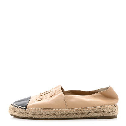 Chanel Lambskin CC Espadrilles 39 Beige Black 1 of 12