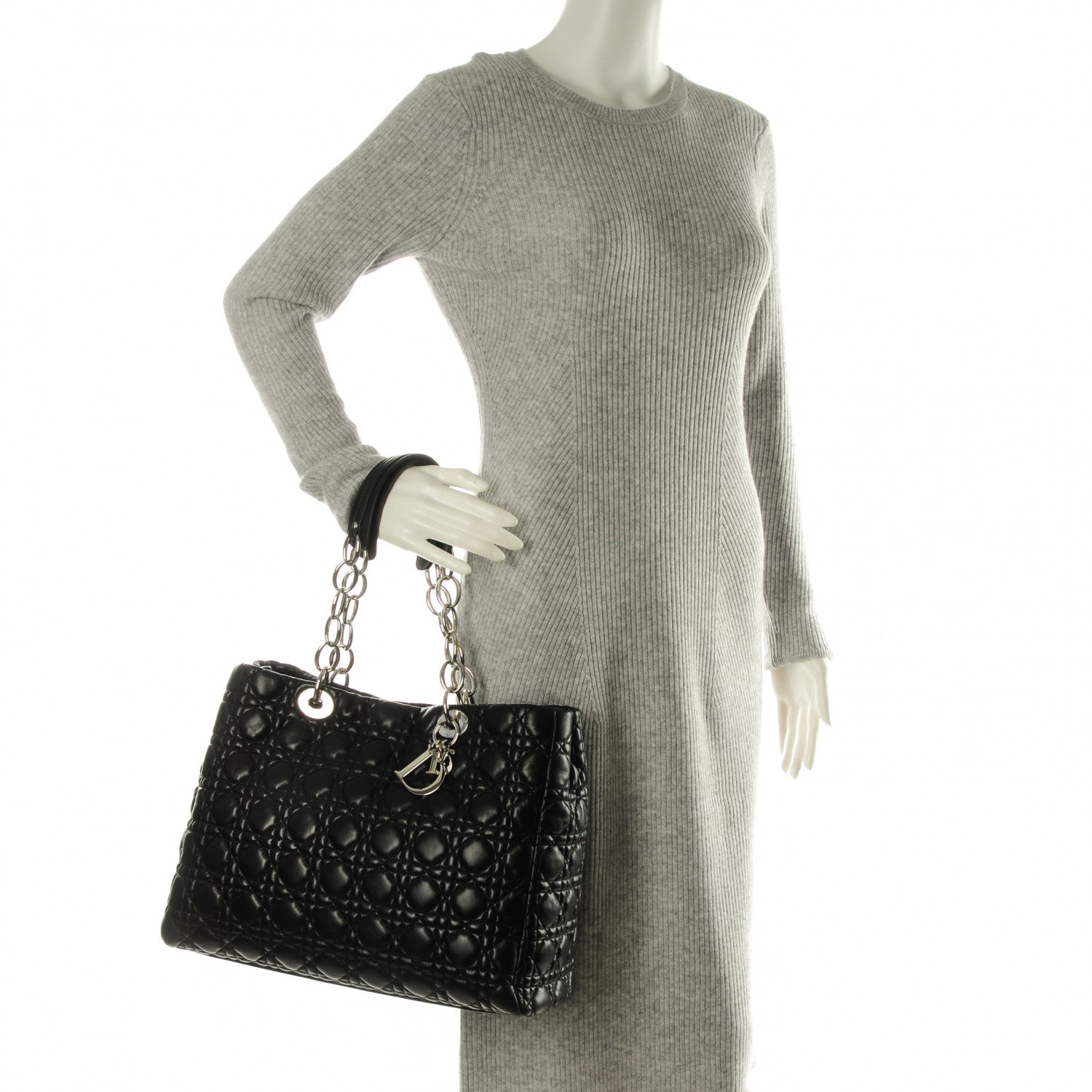 Christian Dior Lambskin Cannage Large Dior Soft Shopping Tote Black 4 of 13