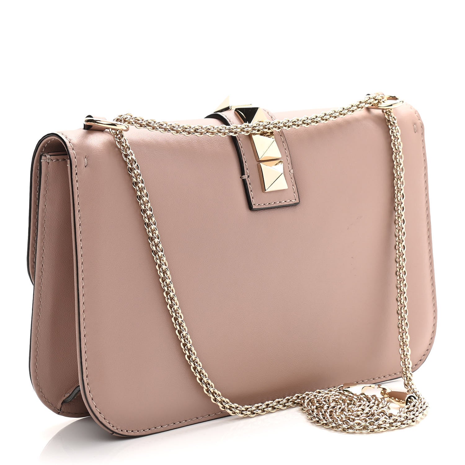 Valentino Garavani Vitello Medium Glam Lock Rockstud Flap Poudre 3 of 10