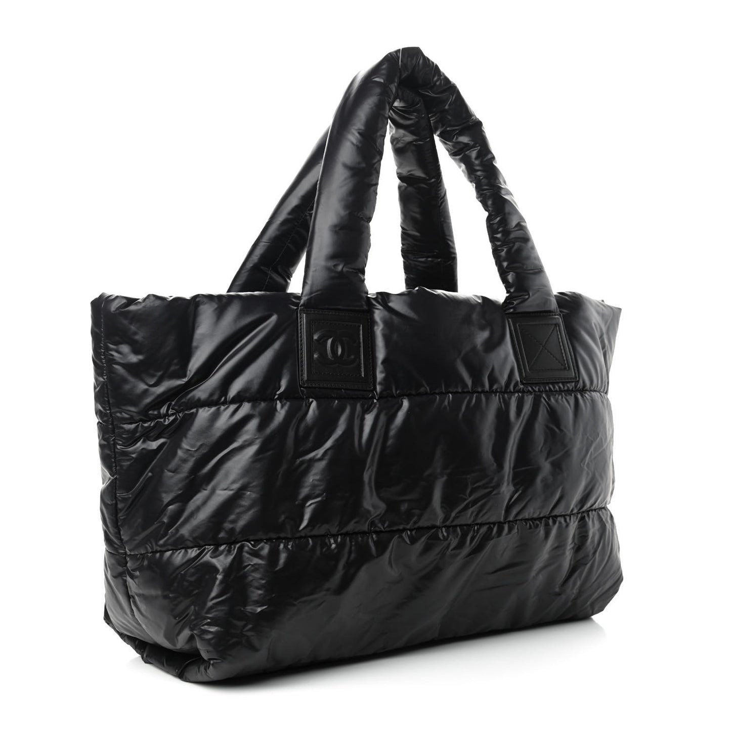 Nylon Quilted Coco Cocoon Reversible Tote Black