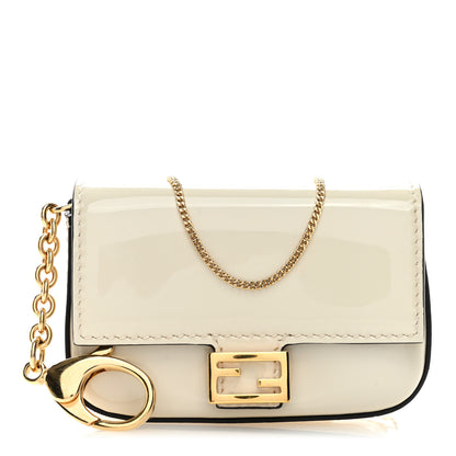 Fendi Vitello Vernice Mou Nano Baguette Belt Charm Latte 1 of 5